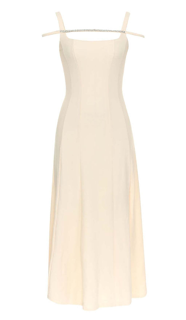 STRUCTURED CORSET FLOUNCED MIDI DRESS IN IVORY DRESS sis label 