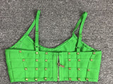 STUDDED STRAP SLEEVELESS TWO PIECE SET IN GREEN DRESS sis label 