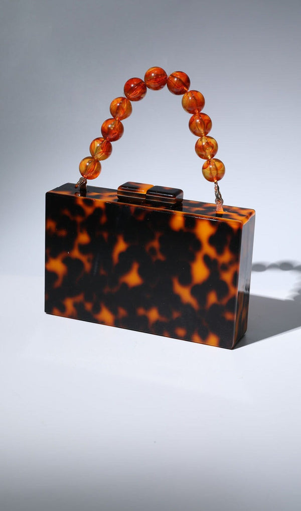 ACRYLIC BEADED CLUTCH IN AMBER Bags Oh CICI 