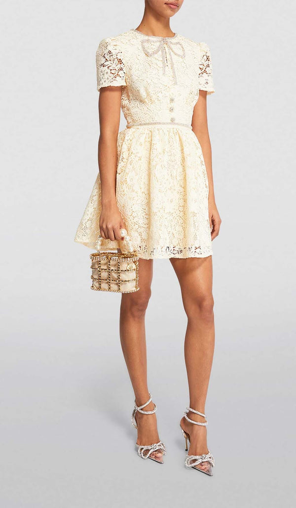 LACE BOW MINI DRESS IN WHITE DRESS STYLE OF CB 
