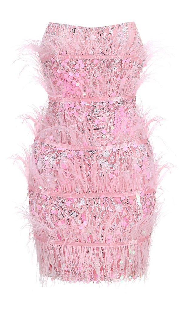 STRAPLESS SEQUINS SHINY GLITTER DRESS IN PINK Sequins Dress styleofcb 