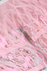 STRAPLESS SEQUINS SHINY GLITTER DRESS IN PINK Sequins Dress styleofcb 
