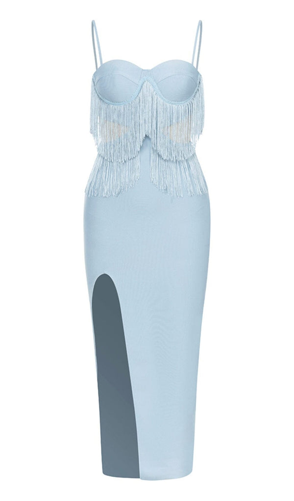 TASSEL BANDAGE MIDI DRESS IN LIGHT BLUE DRESS STYLE OF CB 