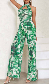 TIE FRONT HALTER NECK BACKLESS JUMPSUIT IN GREEN DRESS styleofcb 