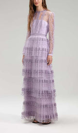 TIERED LACE MAXI DRESS IN LILAC DRESS STYLE OF CB 