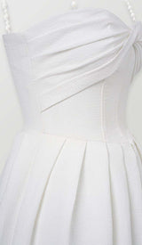 TWISTED PEARL STRAP MIDI DRESS IN WHITE DRESS STYLE OF CB 