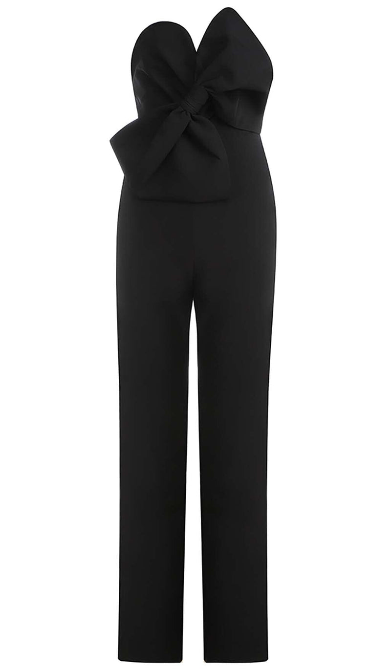 TWISTED BOW SILK FAILLE JUMPSUIT DRESS STYLE OF CB S BLACK 