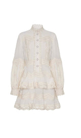 TWO LAYERS TIERED RUFFLES MINI DRESS IN WHITE DRESS STYLE OF CB 