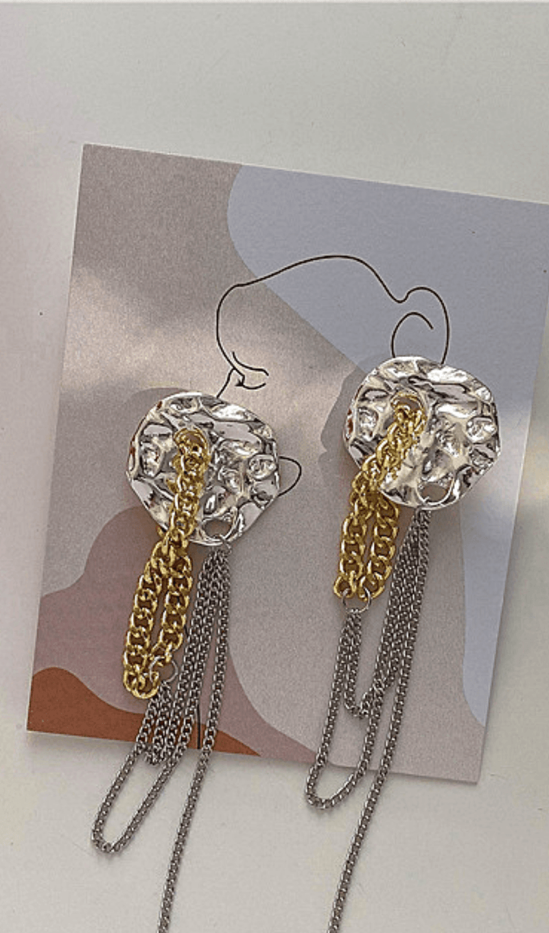 Tassel chain earrings.