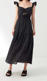 V-NECK CUTOUT MAXI DRESS IN BLACK DRESS STYLE OF CB 