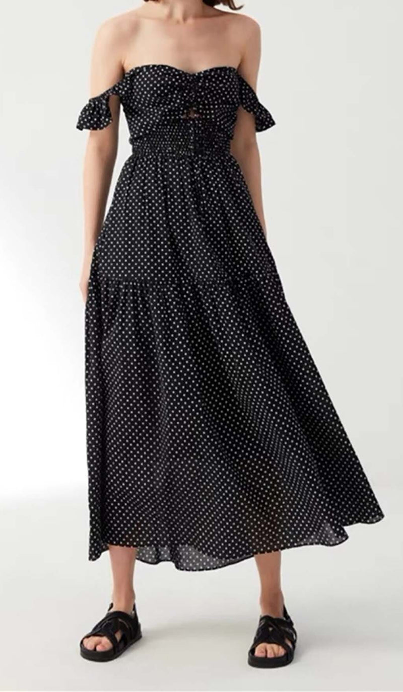 V-NECK CUTOUT MAXI DRESS IN BLACK DRESS STYLE OF CB 