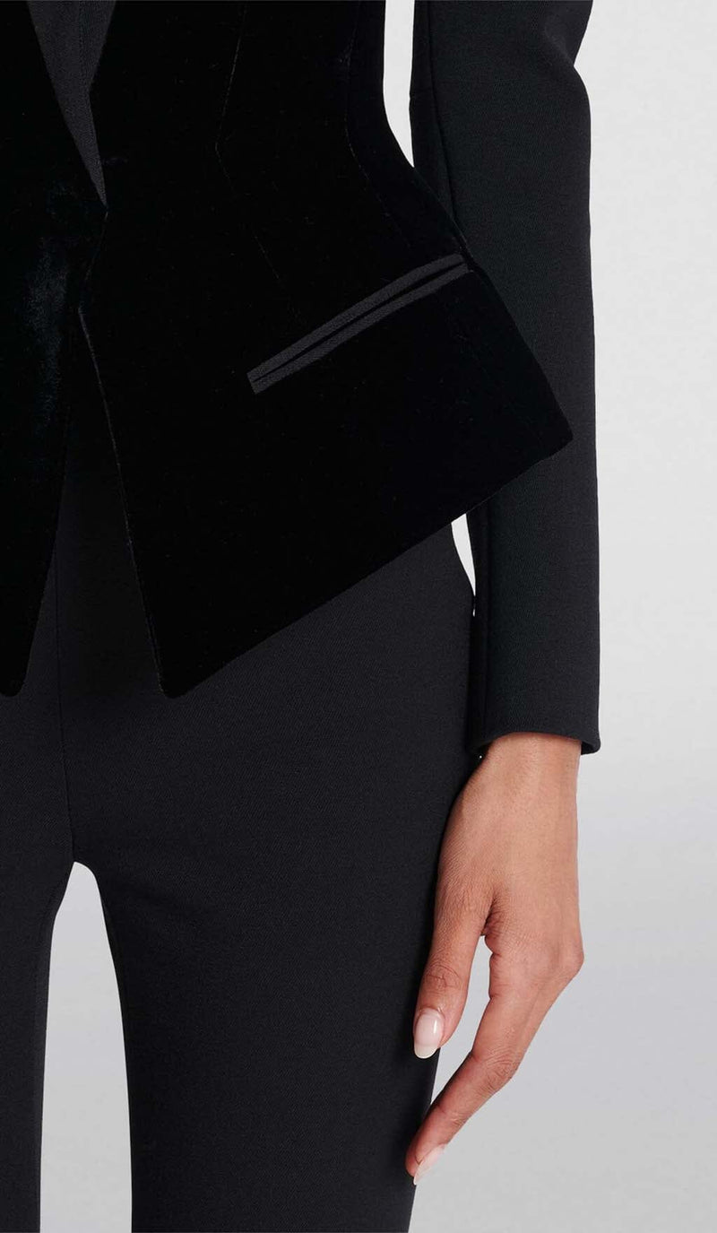 V NECK TWO POCKETS BLAZER IN BLACK DRESS STYLE OF CB 