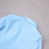 V-NECK BOTTOM JACKET DRESS IN BLUE DRESS styleofcb 