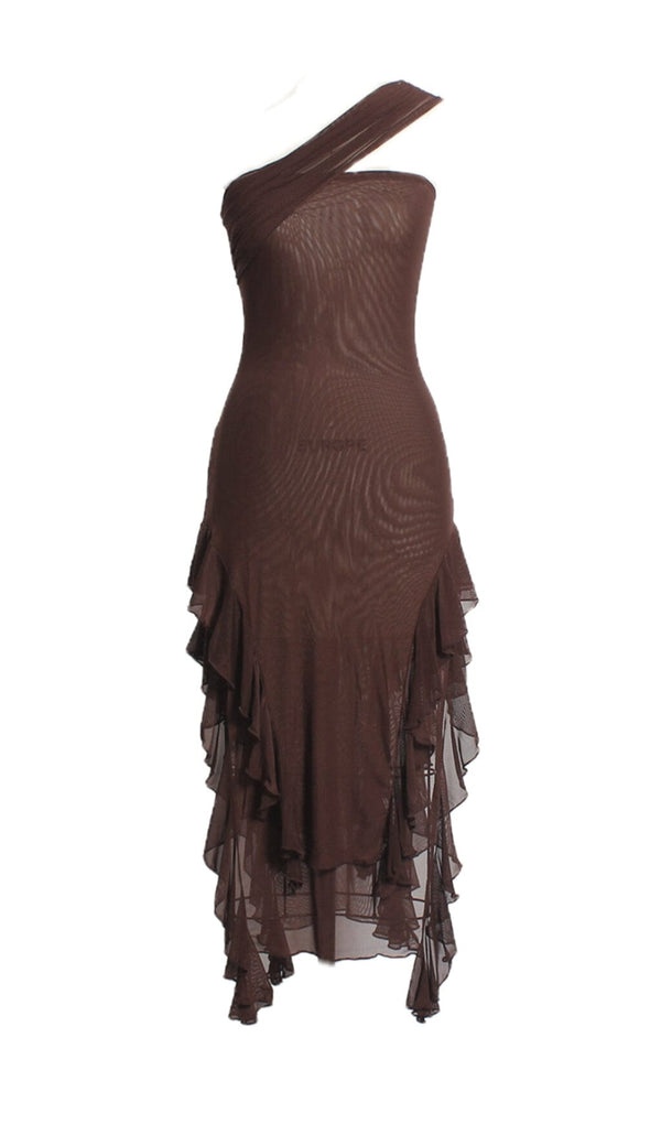 ASYMMETRIC SEE THROUGH RUFFLE DRESS Dresses styleofcb 