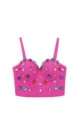 EMBELLISHED TOP IN HOT PINK Tops Oh CICI 