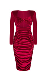 CUT OUT VELVET MIDI DRESS IN WINE STYLE OF CB 