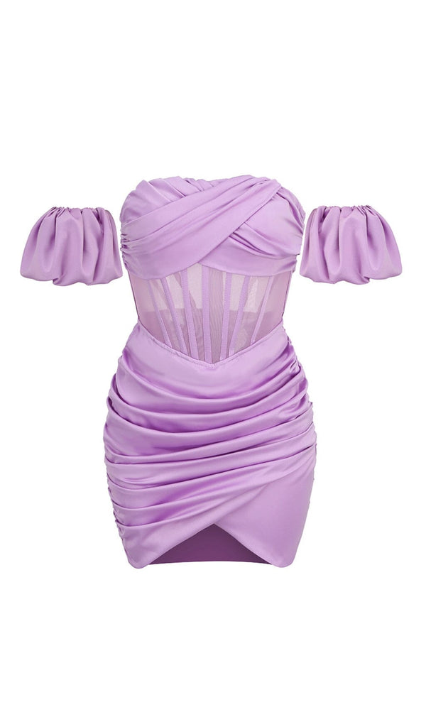 CORSET SATIN MINI DRESS IN PURPLE Bandage Dresses styleofcb 