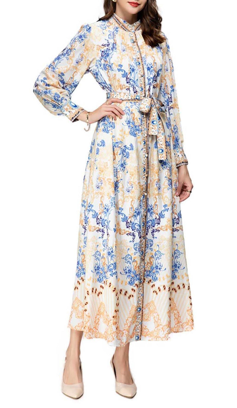 VINTAGE FLORAL FULL PRINTING MAXI DRESS DRESS STYLE OF CB 