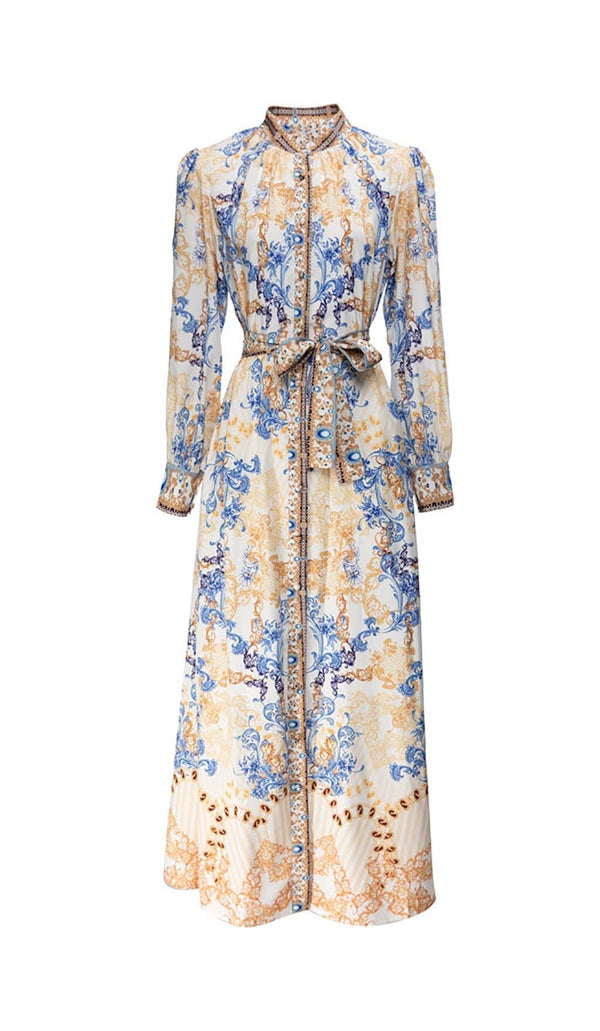 VINTAGE FLORAL FULL PRINTING MAXI DRESS DRESS STYLE OF CB 