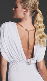 WHITE BACKLESS CHAIN DRESS