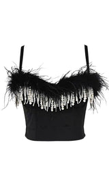 WHITE FEATHER PEARL TOP styleofcb 34B/75 BLACK 