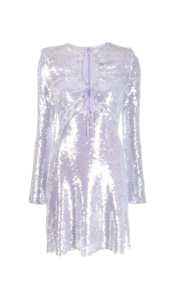 SEQUIN LONG SLEEVE MINI DRESS IN LILAC DRESS STYLE OF CB 