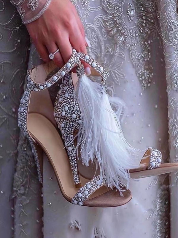 FEATHER PEARL STILETTO HIGH HEELS Shoes styleofcb 