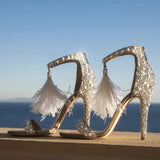 FEATHER PEARL STILETTO HIGH HEELS Shoes styleofcb 