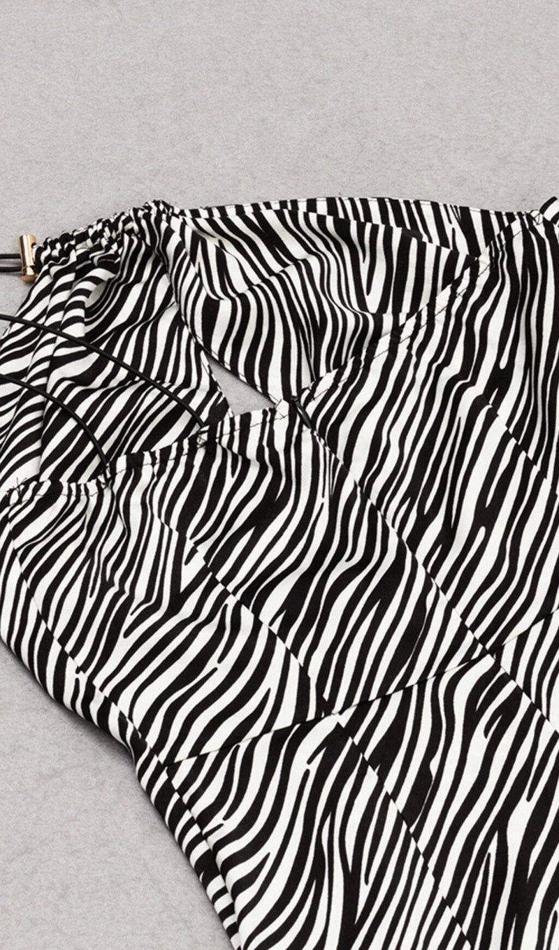 ZEBRA LINEN FEEL HALTER MIDI DRESS DRESS styleofcb 