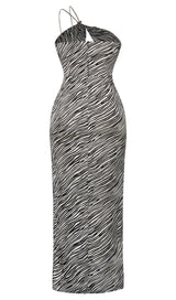 ZEBRA LINEN FEEL HALTER MIDI DRESS DRESS styleofcb 