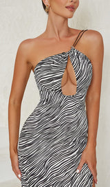 ZEBRA LINEN FEEL HALTER MIDI DRESS DRESS styleofcb 