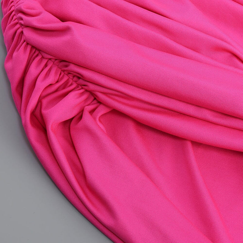 PLEATED SLEEVELESS ONE-SHOULDER DRESS IN PINK styleofcb 