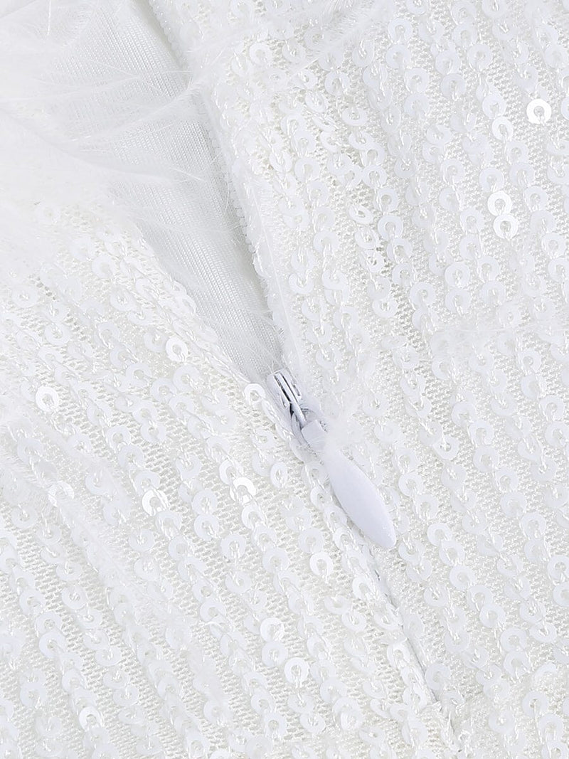 OSTRICH HAIR DECORATIVE BANDEAU MAXIC DRESS IN WHITE styleofcb 
