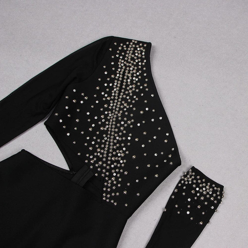 BANDAGE CUTOUT STUDDED MINI DRESS IN BLACK styleofcb 