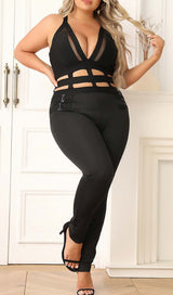 CUT OUT DETAILED ZIPPER BACK JUMPSUIT IN BLACK DRESS STYLE OF CB 