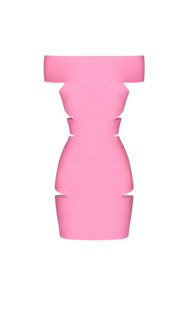 Off SHOULDER CUTOUT MINI DRESS IN PINK DRESS styleofcb 