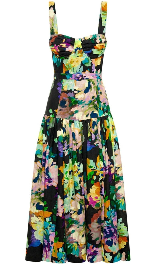 FLORAL STRAPPY MIDI DRESS IN MARTOS BLACK DRESS STYLE OF CB 