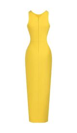HOLLOW HIGH SPLIT MAXI DRESS IN YELLOW DRESS STYLE OF CB 