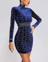 Deep Blue Velvet Mini Dress Dresses styleofcb 