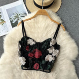 EMBROIDERED FLOWERS CORSET TOP IN BLACK styleofcb 