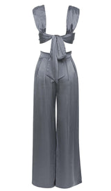 PLUNGE SATIN TWO-PIECE SUIT IN GRAY DRESS STYLE OF CB 