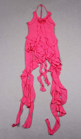 ROSE-EMBELLISHED RUFFLED MINI DRESS IN PINK DRESS STYLE OF CB 