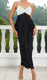 RUCHED STRAPPY MIDI DRESS IN BLACK DRESS STYLE OF CB 