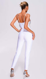 TASSEL CRYSTAL-EMBELLISHED JUMPSUIT IN WHITE DRESS STYLE OF CB 